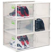 Load image into Gallery viewer, SHOEPREEM White Large - Shoe Boxes Clear Plastic Stackable, 6 pack- Shoe Box Storage Containers for Organizing Sneaker - Clear Container Organizers for Shoes - Sneaker Organizer Boot & Shoe box
