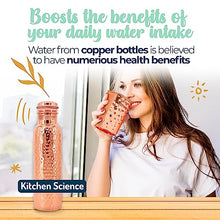 Load image into Gallery viewer, Kitchen Science Copper Water Bottle (32oz/950ml) w/Copper Tumbler, Carrying Bag & Deco Sleeve | Pure Copper Bottle for Drinking Water | Lab-Tested, Leak-Proof | Authentic Ayurvedic Copper Bottle