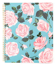 Load image into Gallery viewer, ban.do Blue/Pink Floral Rough Draft Large Spiral Notebook, 11" x 9" with Pockets and 160 College Ruled Pages, Rose Parade