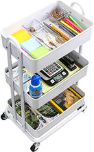 Load image into Gallery viewer, SimpleHouseware Heavy Duty 3-Tier Metal Utility Rolling Cart, White