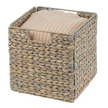 Load image into Gallery viewer, mDesign Natural Woven Hyacinth Closet Storage Organizer Basket Bin - Collapsible - for Cube Furniture Shelving in Closet, Bedroom, Bathroom, Entryway, Office - 10.5 Inches High, 2 Pack - Natural/Tan