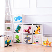 Load image into Gallery viewer, DODYMPS Foldable Animal Canvas Storage Toy Box/Bin/Cube/Chest/Basket/Organizer for Kids, 13 inch (Dinosaur)