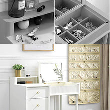 Load image into Gallery viewer, SMRITI Hanging Jewelry Organizer with Dual Zippered Pockets Canvas Double Sided Rotating Hanger Necklace Hanging Wall Organizer Earring Dustproof Holder Wall Mount Accessories Display Bag(Beige)