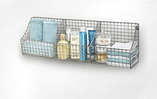 Load image into Gallery viewer, Spectrum Diversified Mount Triple Wire 3 Storage Bins Decor & Entryway Organization, Rustic Farmhouse Wall Basket, Satin Nickel