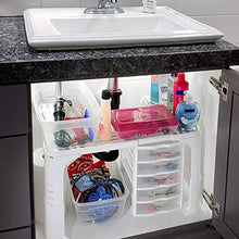 Load image into Gallery viewer, Expandable Under Sink Organizer and Storage I Bathroom Under the Sink Organizer Kitchen Under Sink Shelf I Cleaning Supplies Organizer Under Sink Storage I EXPANDABLE HEIGHT DEPTH & WIDTH