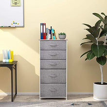 Load image into Gallery viewer, YITAHOME Fabric Dresser with 5 Drawers - High Storage Tower, Organizer Unit for Bedroom, Living Room, Hallway, Closets & Nursery - Sturdy Steel Frame, Wooden Top & Easy Pull Fabric Bins - Light Grey