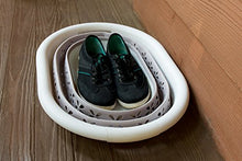 Load image into Gallery viewer, Camco White/Taupe Collapsible Utility/Laundry Basket – Perfect for Homes, Boats, and RVs – Easy Grip Carrying Handles - Foldable for Compact Storage,small - 51951