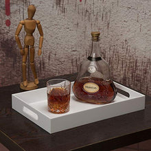 Load image into Gallery viewer, Glossy White Sturdy Acrylic Serving Tray with Handles-10x15Inch-Serving Coffee,Appetizer,Breakfast,Butler-Kitchen Countertop Tray-Makeup Drawer Organizer-Vanity Table Tray-Ottoman Tray-Decorative Tray