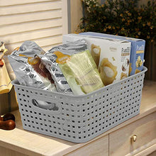 Load image into Gallery viewer, Kiddream Set of 6 Plastic Weave Storage Basket Pantry Organizing Bin (grey)