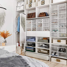 Load image into Gallery viewer, Amzdeal 6 Pcs Stackable Shoe Storage Boxes - Clear Plastic Stackable Shoe Organizer, Front Opening Shoe Container Box for Closets, Space Saver Foldable Shoe Box Bin. Fit up to US Size 10