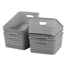 Load image into Gallery viewer, Kiddream Set of 6 Plastic Weave Storage Basket Pantry Organizing Bin (grey)
