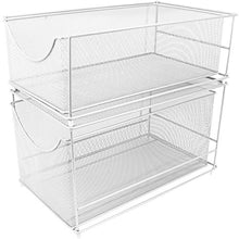 Load image into Gallery viewer, Sorbus Cabinet Organizer Set—Mesh Storage Organizer with Pull Out Drawers—Ideal for Countertop, Cabinet, Pantry, Under the Sink, Desktop and More (White Two-Piece Set)