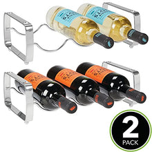 Load image into Gallery viewer, mDesign Metal Steel Free-Standing 6 Bottle Modular Wine Rack Storage Organizer for Kitchen Countertop, Table Top, Pantry, Fridge - Holder for Wine, Beer, Pop/Soda, Water, Stackable - Chrome