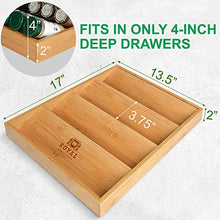 Load image into Gallery viewer, Bamboo Kitchen Drawer Organizer - Bamboo Spice Rack Organizer for Drawer (17"x13.5") - Large Spice Tray for Kitchen Storage and Organization (17"x13.5")