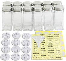 Load image into Gallery viewer, SimpleHouseware Spice Jars 4 Ounce Square Bottles w/label, 12 Pack