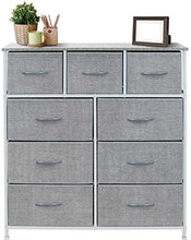 Load image into Gallery viewer, Sorbus Dresser with 9 Drawers - Furniture Storage Chest Tower Unit for Bedroom, Hallway, Closet, Office Organization - Steel Frame, Wood Top, Easy Pull Fabric Bins (Gray)