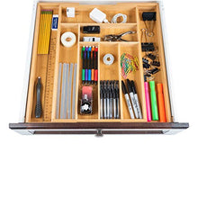 Load image into Gallery viewer, Expandable Bamboo Drawer Organizer - Large Silverware Organizer For Kitchen Organization - Strong And Durable Bamboo Expandable Drawer Organizer - 6-8 Compartments Utensil Drawer Organizers