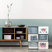 Load image into Gallery viewer, SHOEPREEM Black Large - Long - Shoe Boxes Clear Plastic Stackable, 6 pack- Shoe Box Storage Containers for Organizing Sneaker - Clear Container Organizers for Shoes - Sneaker Organizer Boot & Shoe box