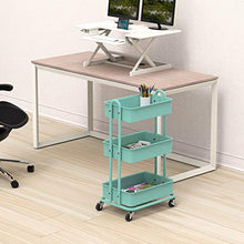Load image into Gallery viewer, SimpleHouseware Heavy Duty 3-Tier Metal Utility Rolling Cart, Turquoise