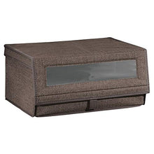 Load image into Gallery viewer, mDesign Fabric Large Storage Box Bin with Clear Window, Hinged Lid - Holder for Men's and Women's Dress Shoes, Boots, Pumps, Sandals, Flats - Modern Closet Organizer Solution, 4 Pack - Espresso Brown