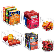 Load image into Gallery viewer, Set Of 6 Clear Pantry Organizer Bins Household Plastic Food Storage Basket with Cutout Handles for Kitchen, Countertops, Cabinets, Refrigerator, Freezer, Bedrooms, Bathrooms