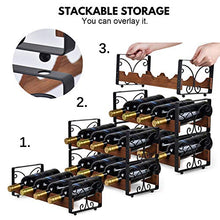 Load image into Gallery viewer, X-cosrack Rustic 3 Tier Stackable Wine Rack Freestanding 12 Bottles Organizer Holder Stand Countertop Liquor Storage Shelf Solid Wood & Iron 16.5" L x 7.0" W x 16.5" H-Patent Design