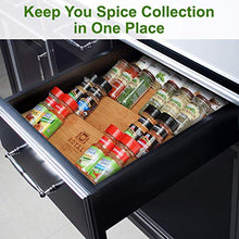 Load image into Gallery viewer, Bamboo Kitchen Drawer Organizer - Bamboo Spice Rack Organizer for Drawer (17"x13.5") - Large Spice Tray for Kitchen Storage and Organization (17"x13.5")