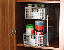 Load image into Gallery viewer, DecoBros 2 Tier Mesh Sliding Cabinet Basket Organizer Drawer,Silver