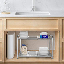 Load image into Gallery viewer, Simple Trending 2-Tier Under Sink Expandable Cabinet Shelf Organizer Rack for Kitchen Bathroom Storage, Silver