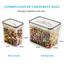 Load image into Gallery viewer, Airtight Food Storage Containers - Wildone Cereal & Dry Food Storage Container Set of 6(Black Lid), Leak-proof & BPA Free, With 1 Measuring Cup & 20 Chalkboard Labels & 1 Chalk Marker