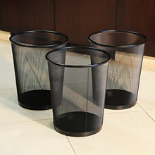 Load image into Gallery viewer, Seville Classics 3-Pack Round Mesh Wastebasket Recycling Bin, 6 Gal, 12" Diameter Top x 14" H, Black