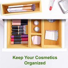 Load image into Gallery viewer, Bamboo Drawer Organizer Storage Box / Bin Set - 5-Piece Multi-Use Drawer Organizer for Kitchen, Bathroom, Office Desk, Makeup, Jewelry