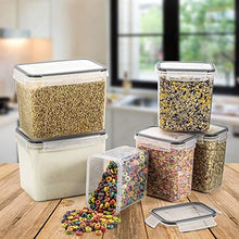 Load image into Gallery viewer, Airtight Food Storage Containers - Wildone Cereal & Dry Food Storage Container Set of 6(Black Lid), Leak-proof & BPA Free, With 1 Measuring Cup & 20 Chalkboard Labels & 1 Chalk Marker