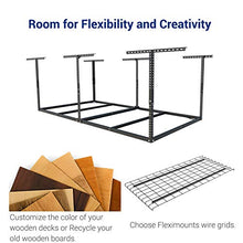 Load image into Gallery viewer, FLEXIMOUNTS 4x8 Overhead Garage Storage Rack without Decking Adjustable Ceiling Garage Rack Heavy Duty, 600lbs Weight Capacity 96" Length x 48" Width x (22''-40" Ceiling Dropdown), Black