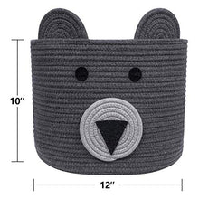 Load image into Gallery viewer, CherryNow Bear Basket, Cotton Rope Basket, Woven Laundry Hamper, Cute Storage Bin in Bedroom, Nursery & Living room, 10'' (H) x 12'' (D)
