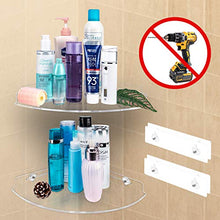 Load image into Gallery viewer, weddingwish 2 Pack Corner Shower Caddy, Transparent Acrylic Shelf, Wall Mounted No Drilling Traceless Adhesive Bathroom Storage Organizer, Storage Rack for Toilet, Shampoo, Dorm, and Kitchen