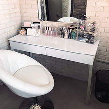 Load image into Gallery viewer, GreenForest Vanity Desk 47’’ Glossy White Console Table Computer Makeup Desk with 2 Drawers and Solid Metal Legs for Living Room Entryway Hallways
