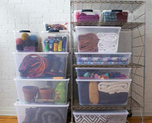 Load image into Gallery viewer, Rubbermaid Cleverstore Clear 95 QT Pack of 4 Stackable Large Storage Containers with Durable Latching Clear Lids