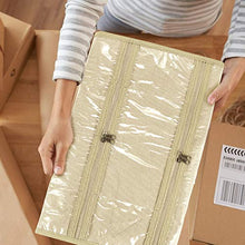 Load image into Gallery viewer, SMRITI Hanging Jewelry Organizer with Dual Zippered Pockets Canvas Double Sided Rotating Hanger Necklace Hanging Wall Organizer Earring Dustproof Holder Wall Mount Accessories Display Bag(Beige)