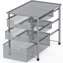 Load image into Gallery viewer, Simple Houseware Stackable 3 Tier Sliding Basket Organizer Drawer, Silver