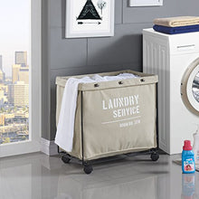 Load image into Gallery viewer, Danya B. Army Canvas Laundry Hamper on Wheels, Canvas Laundry Bag, Laundry Basket with Wheels