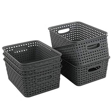 Load image into Gallery viewer, Teyyvn Plastic Storage Basket, 10.03" x 7.59" x 4.09", Pack of 6, Gray
