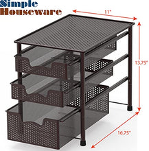 Load image into Gallery viewer, Simple Houseware Stackable 3 Tier Sliding Basket Organizer Drawer, Bronze