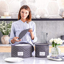 Load image into Gallery viewer, Quilted China Storage Containers - Padded 5-Piece Dish and Cup Storage Set for Organizing, Protecting or Transporting Your Cherished Dinnerware