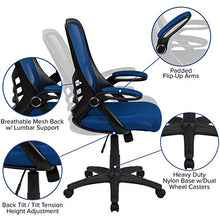 Load image into Gallery viewer, Flash Furniture High Back Blue Mesh Ergonomic Swivel Office Chair with Black Frame and Flip-up Arms