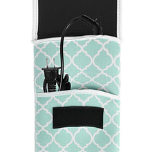 Load image into Gallery viewer, Bluecell Aqua Blue Quatrefoil Water-resistant Neoprene Curling Iron Holder Flat Iron Curling Wand Travel Cover Case Bag Pouch 15 x 5 Inches