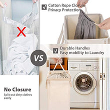 Load image into Gallery viewer, MCleanPin Canvas Laundry Hamper with 2 Removable Laundry bags and Sorting Card, Dirty Clothes Hamper Foldable Nursery hamper with 2 Handles Dorm Room Hamper for College(Beige)