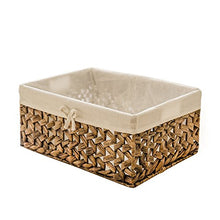 Load image into Gallery viewer, Rectangular Woven Seagrass Storage Bin with Handle,Kingwillow. (water hyacinth, Large)