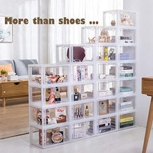 Load image into Gallery viewer, Stackable Sneaker Storage Box with 4-Side Door, Clear Plastic Shoe Storage Box Sneaker Display Case Fits for Men's 11/Women's 12 (3 Pack)