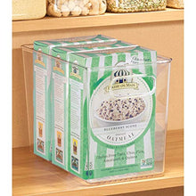 Load image into Gallery viewer, mDesign Deep Plastic Food Storage Container Bin with Handles - for Kitchen, Pantry, Cabinet, Fridge/Freezer - Slim Organizer for Snacks, Produce, Pasta - 10" x 6.5" x 8" - 4 Pack - Clear